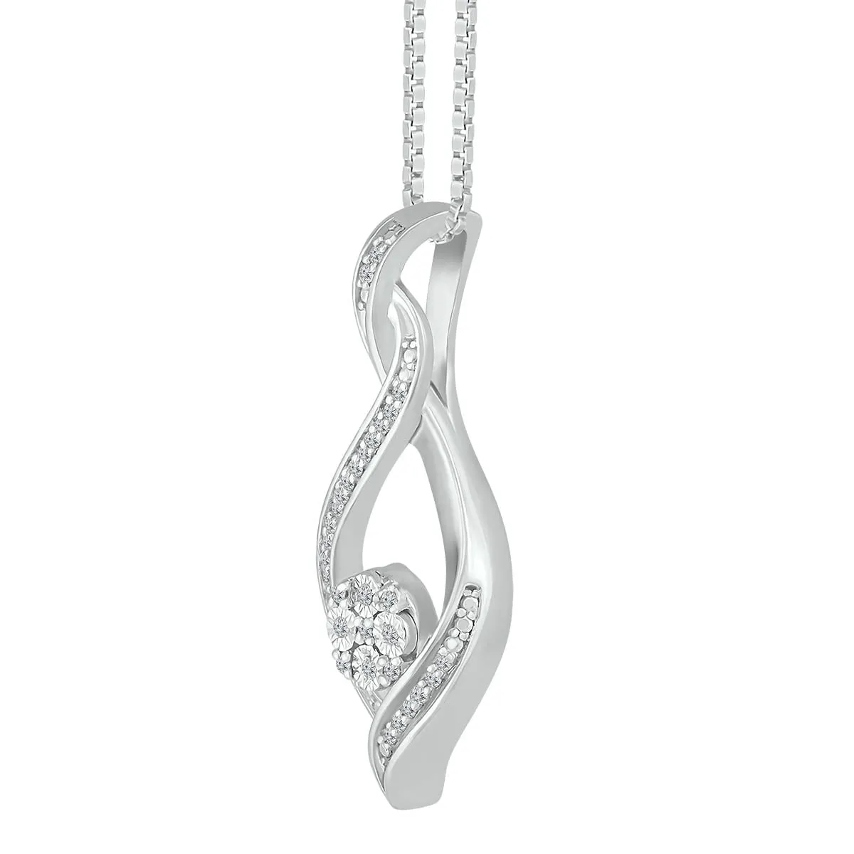 1/15 CTW Diamond Twist Fashion 18-inch Pendant in Sterling Silver