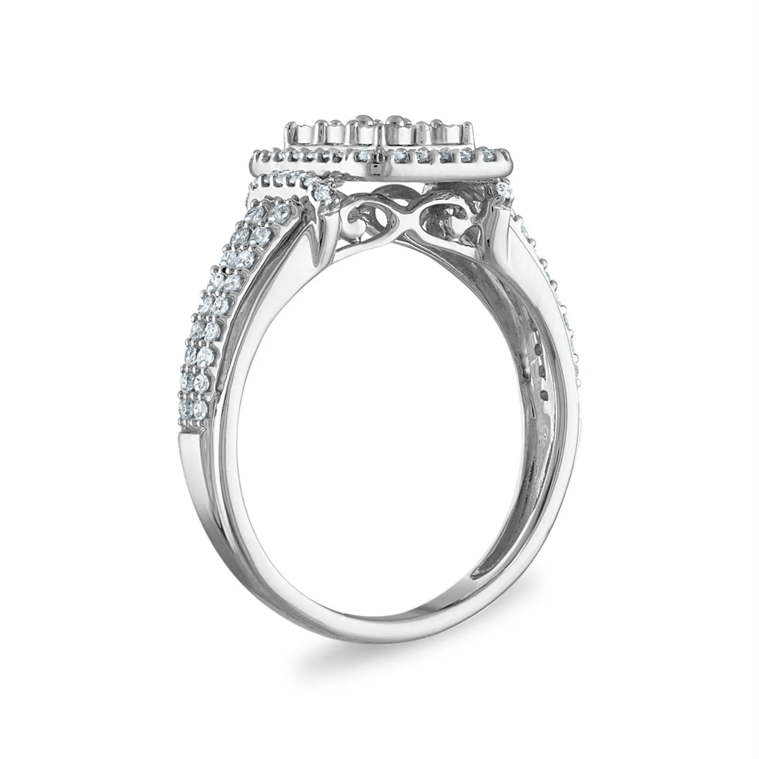 1/2 CTW Diamond Fashion Ring in Rhodium Plated Sterling Silver