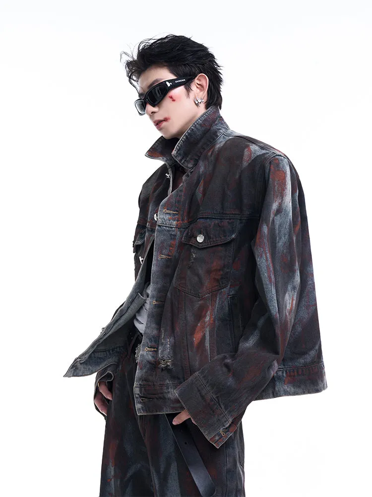 【24s Sep.】Distressed Shoulder Pad Denim Jacket