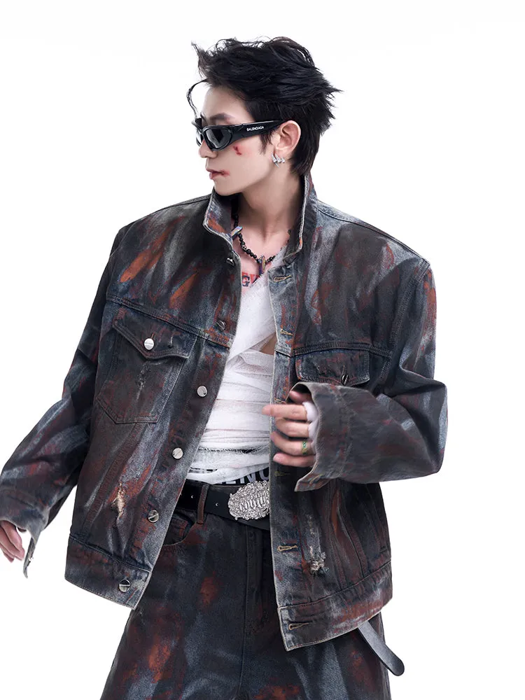 【24s Sep.】Distressed Shoulder Pad Denim Jacket