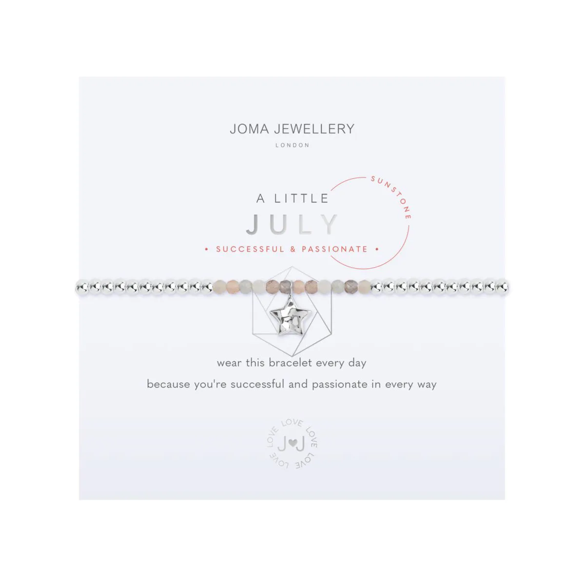 A Little July Birthstone Bracelet | Silver Plated with Sunstone