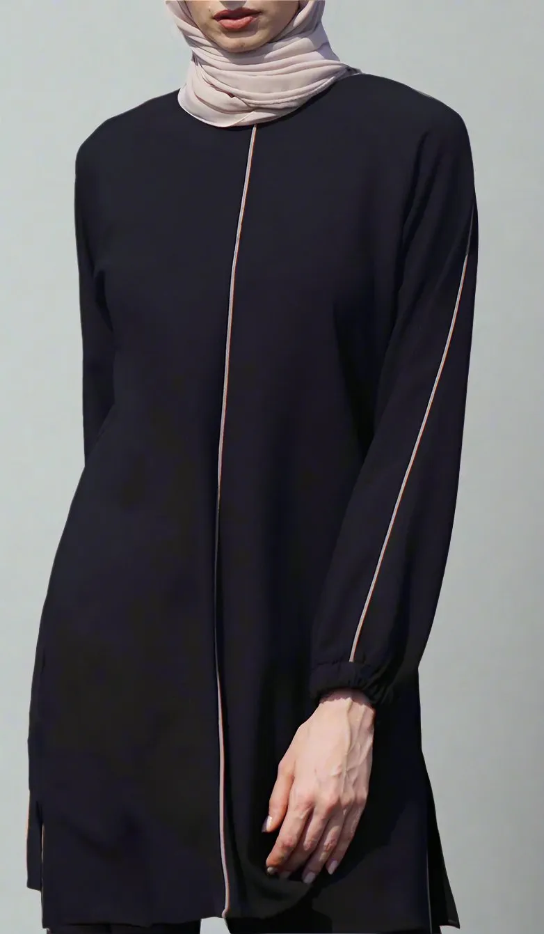 Abiyya Sleek Long Top - Black/Cafe