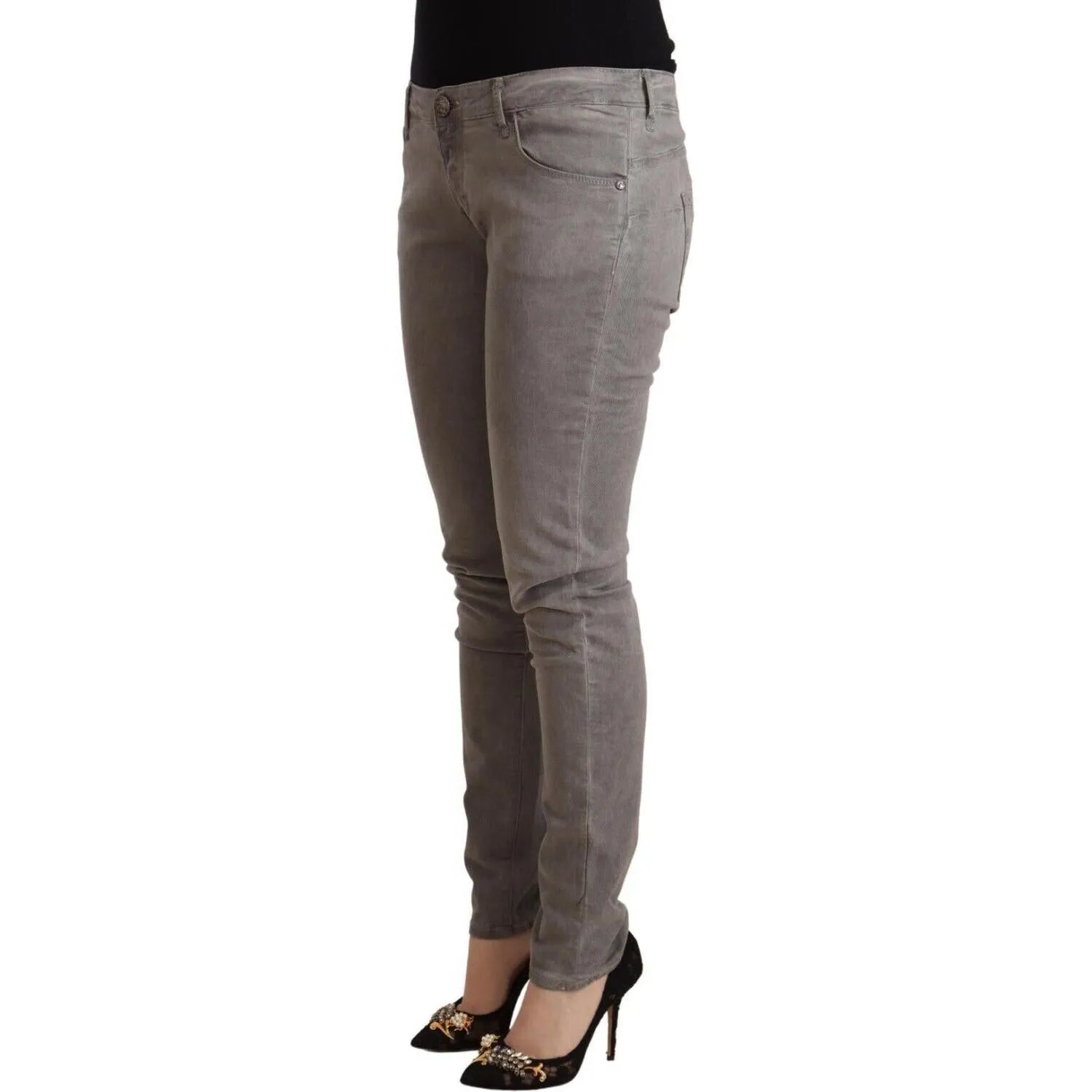 Acht Sleek Gray Skinny Low Waist Jeans