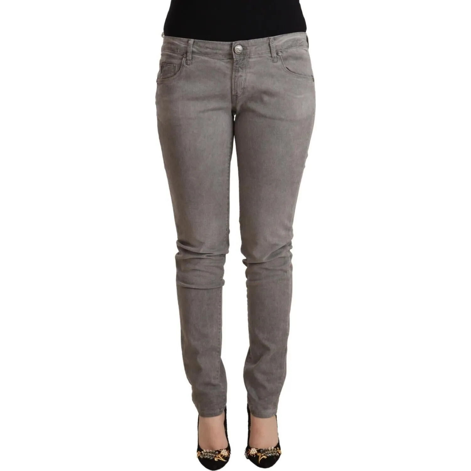 Acht Sleek Gray Skinny Low Waist Jeans