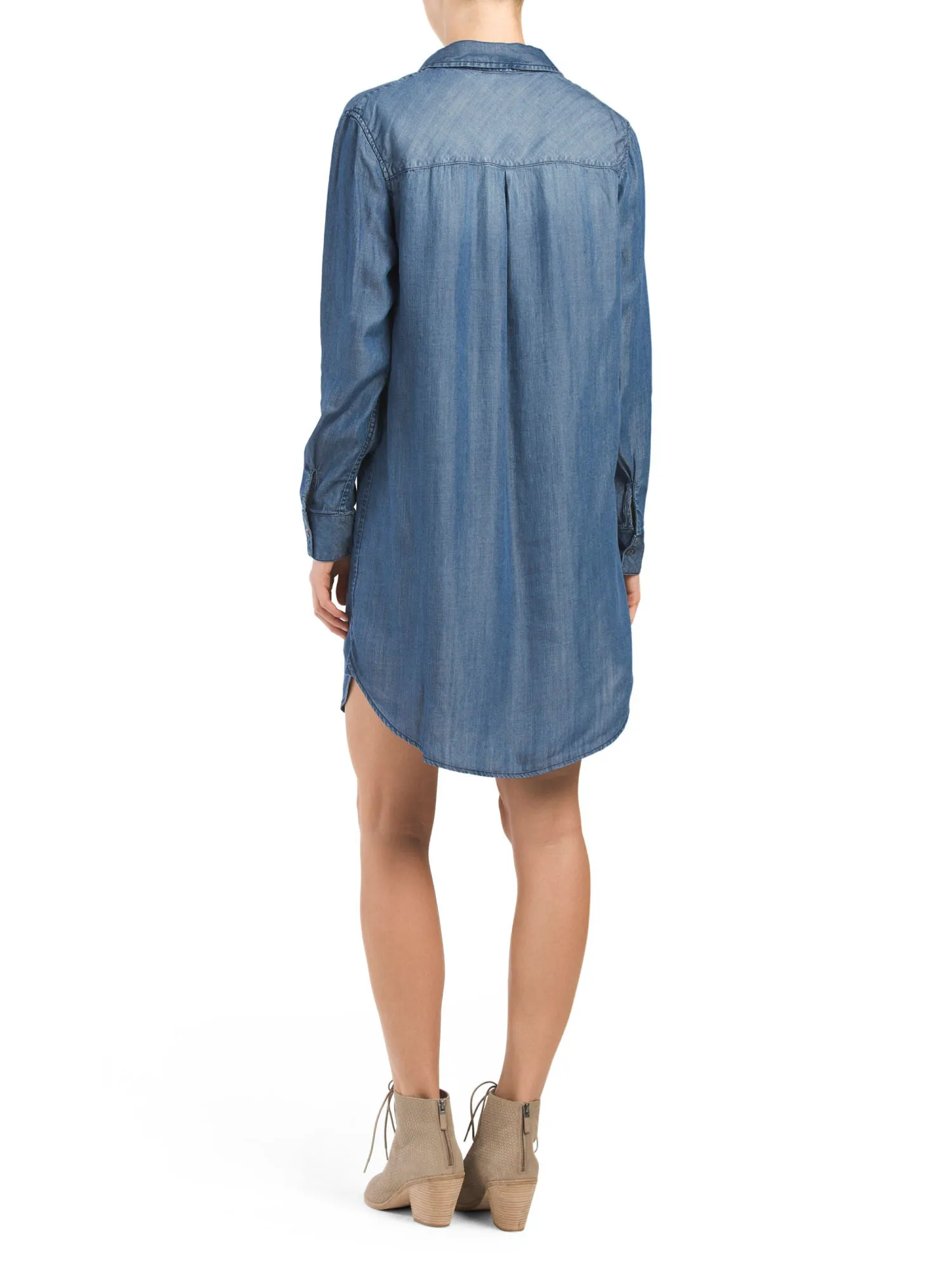 AJ ANDREA JOVINE Denim Tencel Shirt Dress