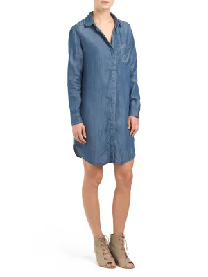 AJ ANDREA JOVINE Denim Tencel Shirt Dress