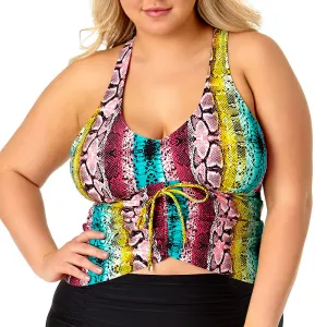 Allure Plus Size Ruched Tankini Top, Size 20/22