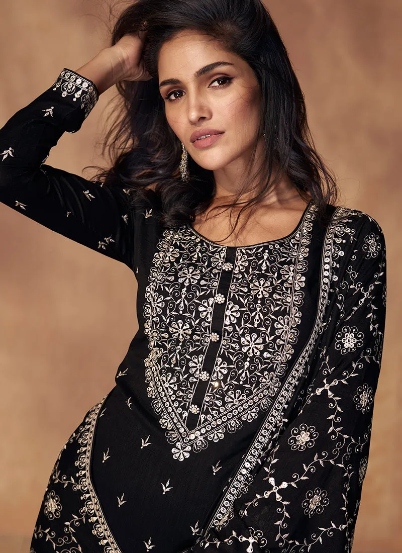 Black Kashmiri Embroidery Traditional Salwar Suit