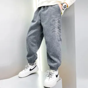 Boys' Casual Pants Thickened Plus Velvet Middle-aged Kids