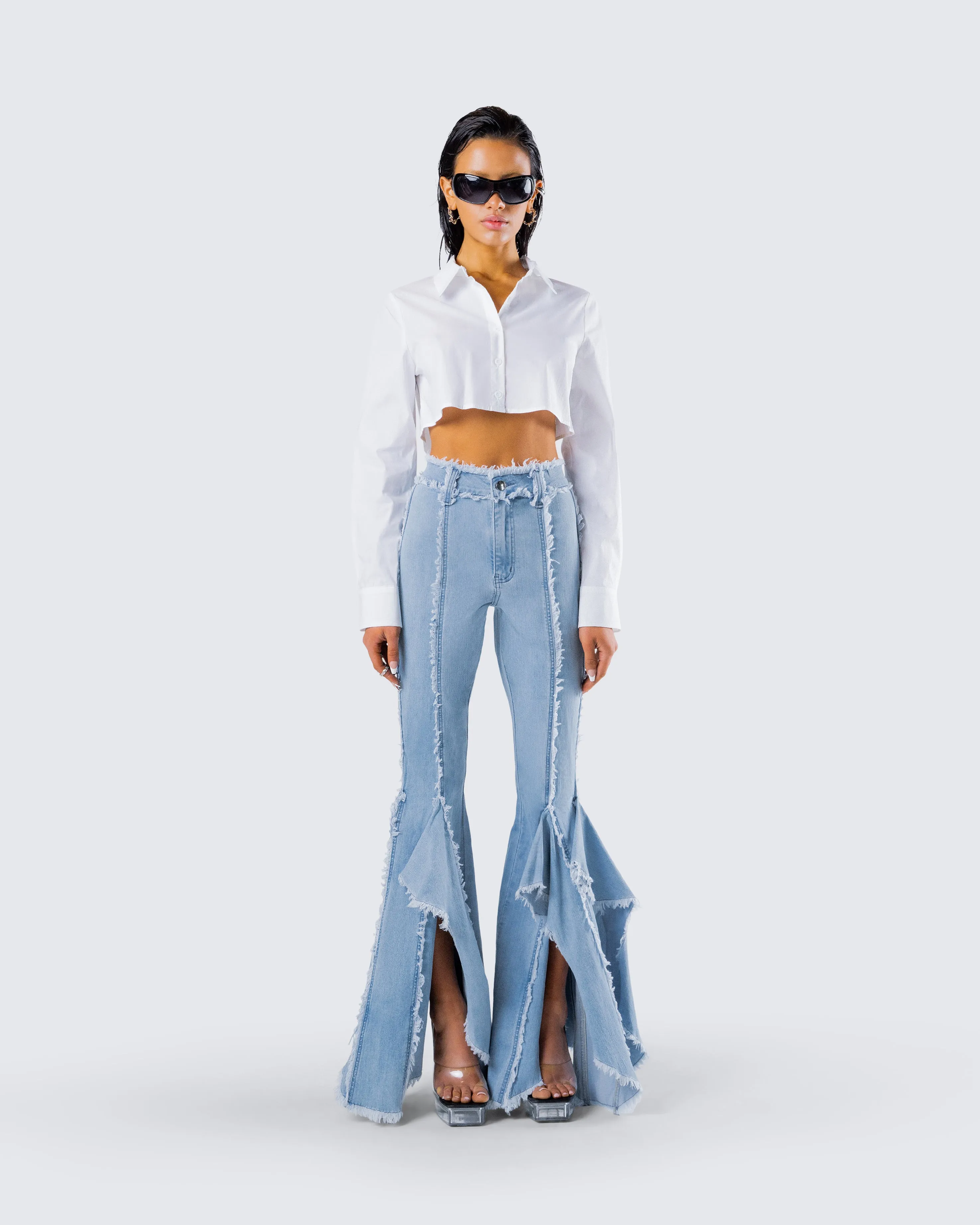 Chloe Frayed Denim Set