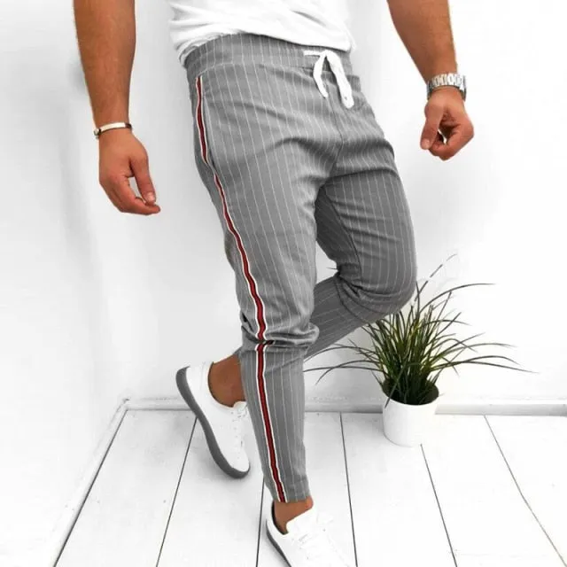 Classic Striped Drawstring Casual Pants