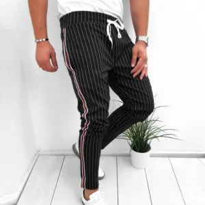 Classic Striped Drawstring Casual Pants