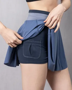 Colorblock Pocket Design Skirt With Athletic Shorts Gym Tennis Pleated Skorts