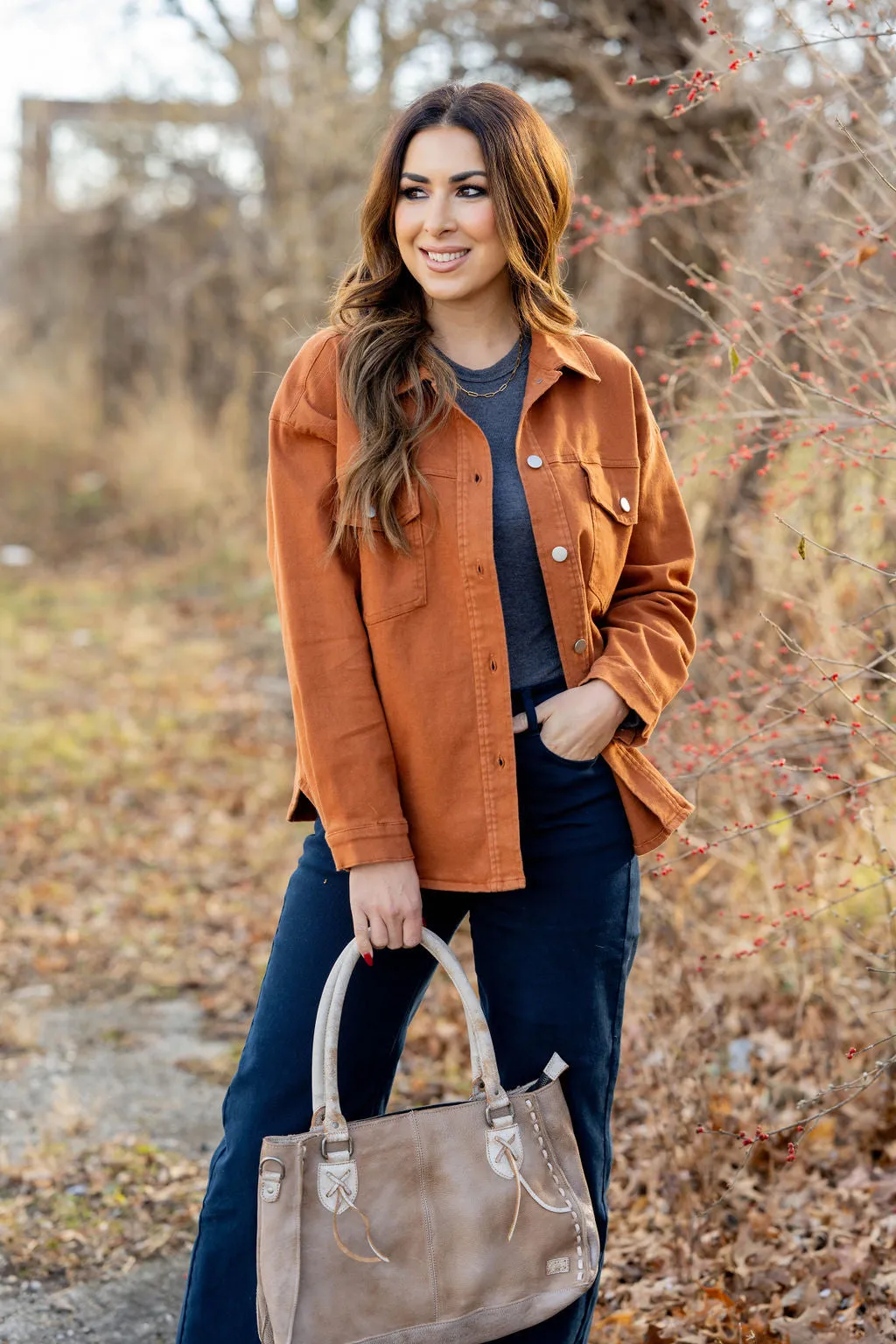 Colored Oversized Denim Shacket