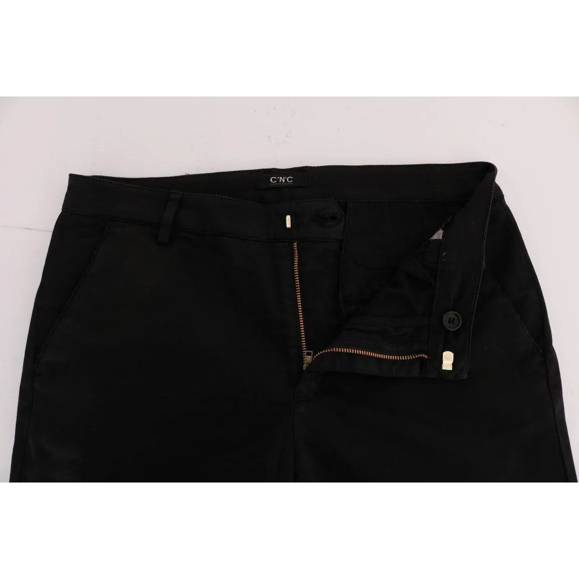 Costume National Chic Black Slim Fit Cotton Stretch Pants