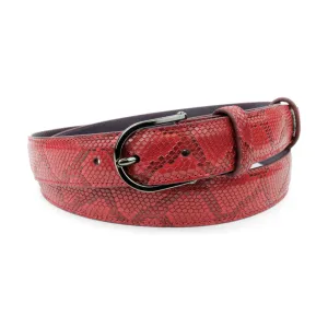 Crimson Narrow Mock Python Gunmetal Belt