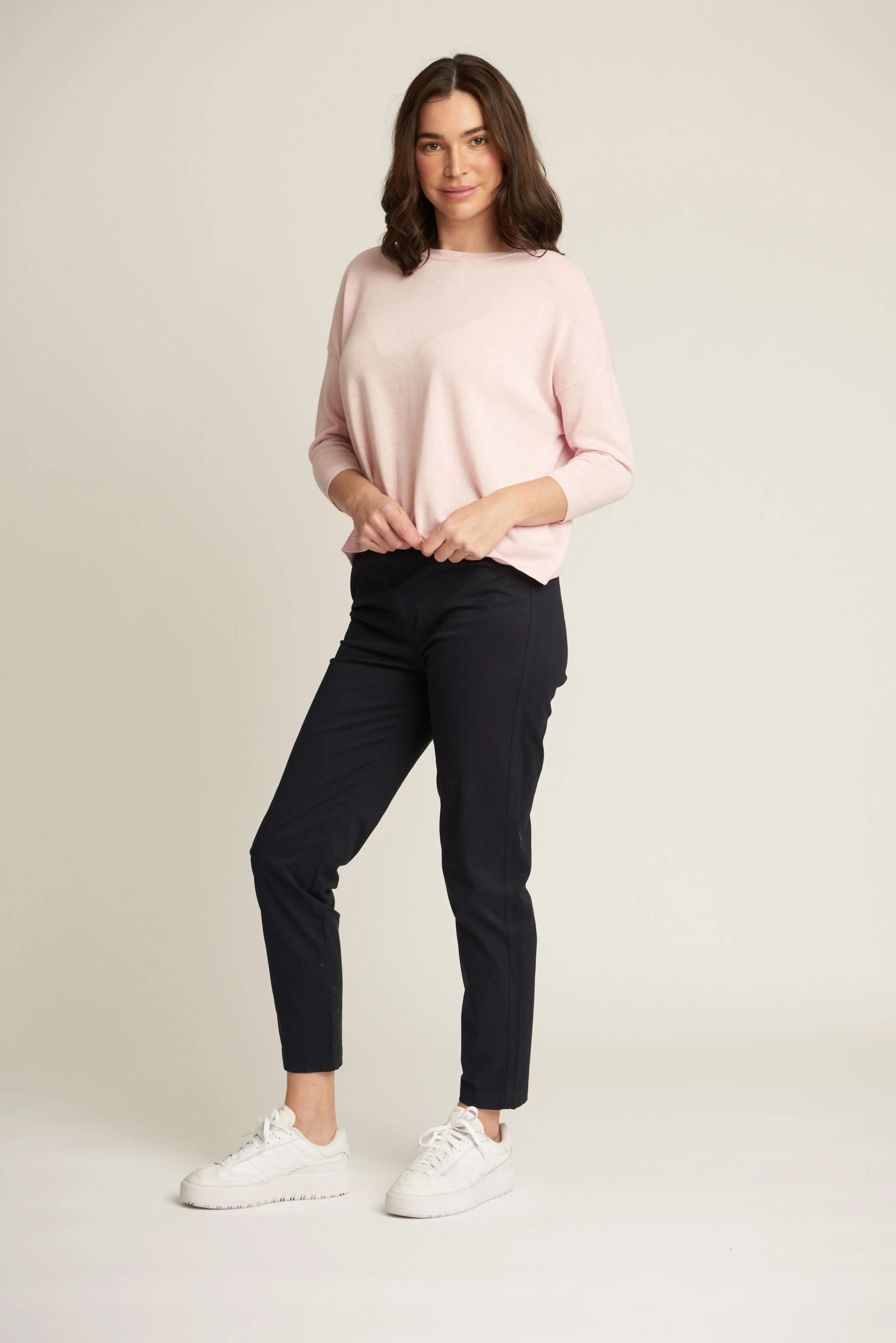 Cropped Classic Cotton Pant Navy