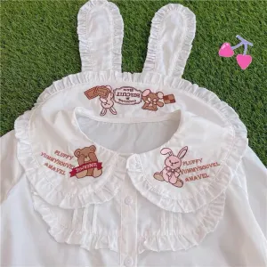 CUTE BUNNY EARS EMBROIDERY SHIRT BY39001