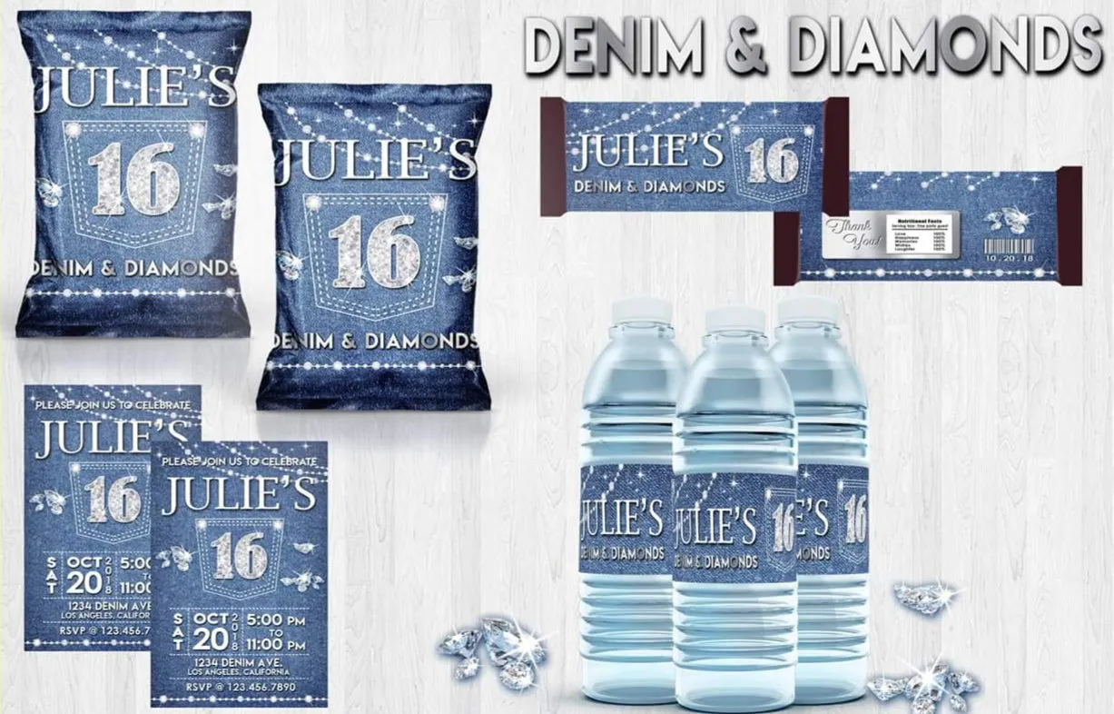 Denim & Diamonds Birthday Theme - FREE SHIPPING