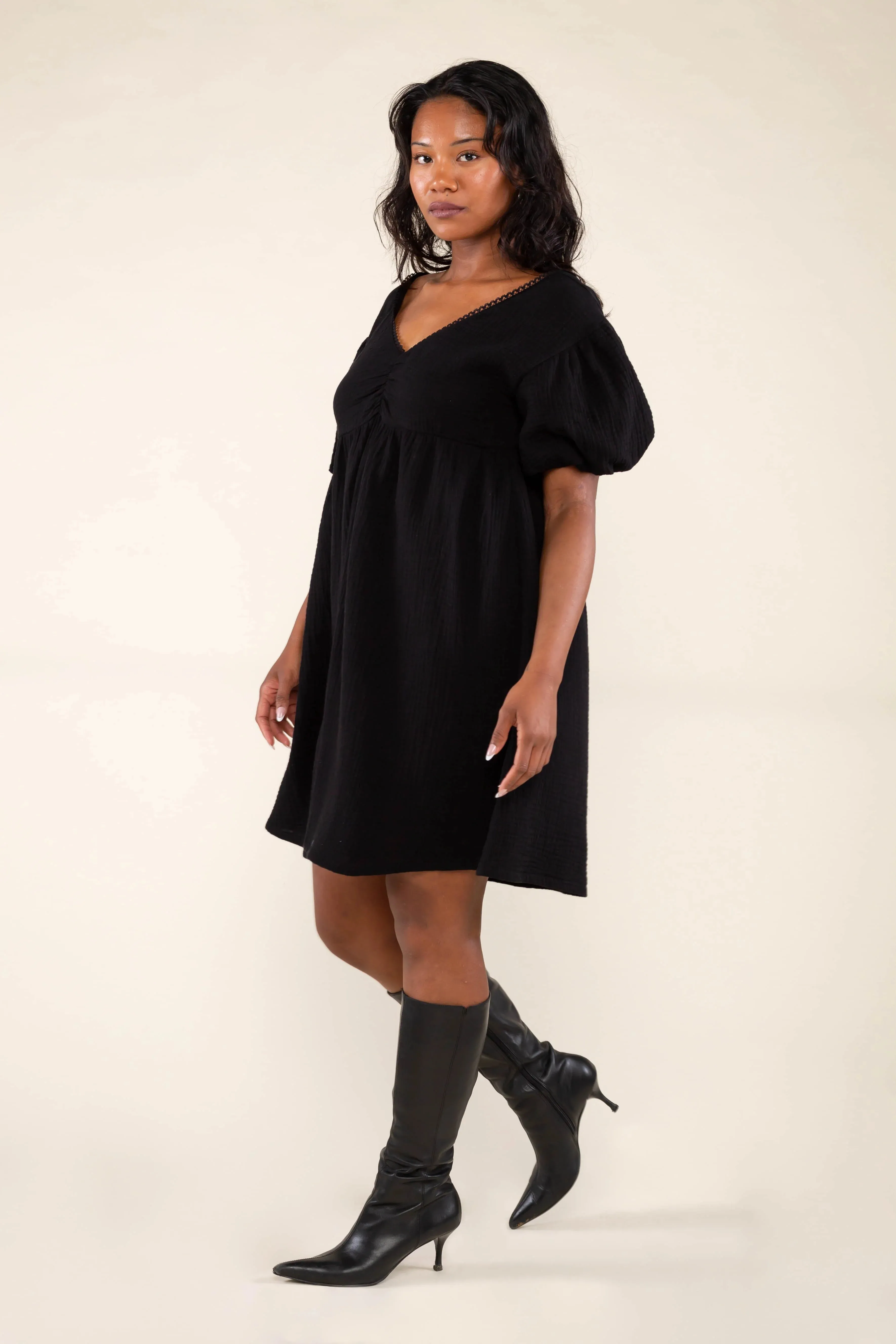 Elodie Black Cotton Dress by NLT