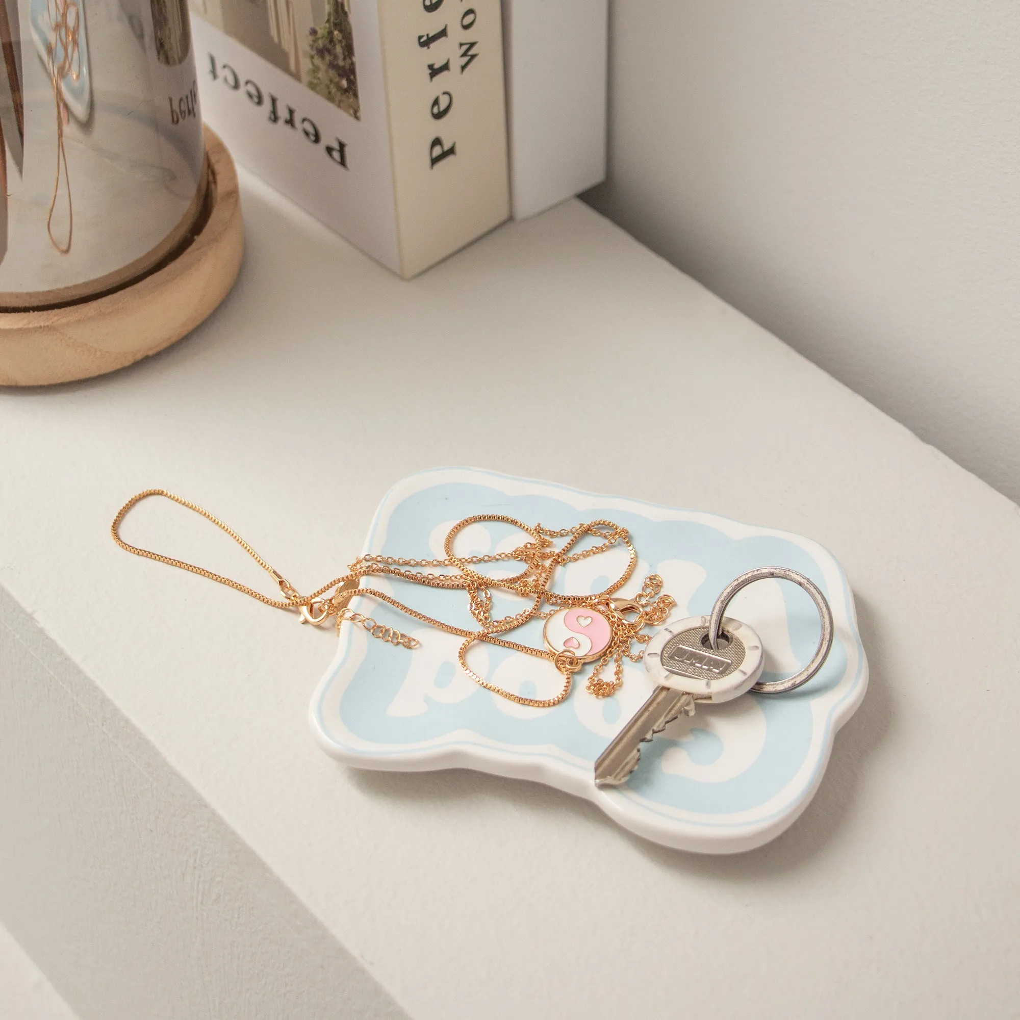 'Good Vibes' Jewellery Tray | Blue & White