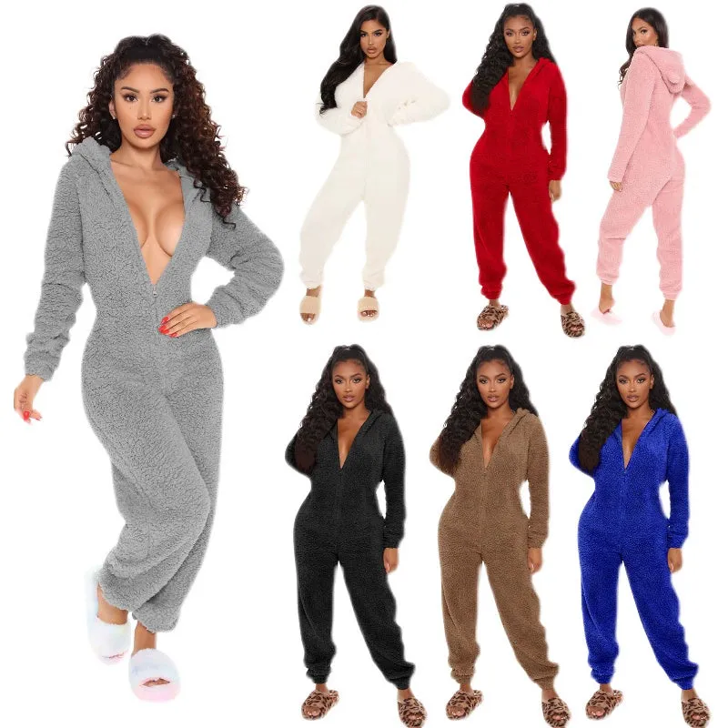 Hooded Casual Jumpsuit Pajamas