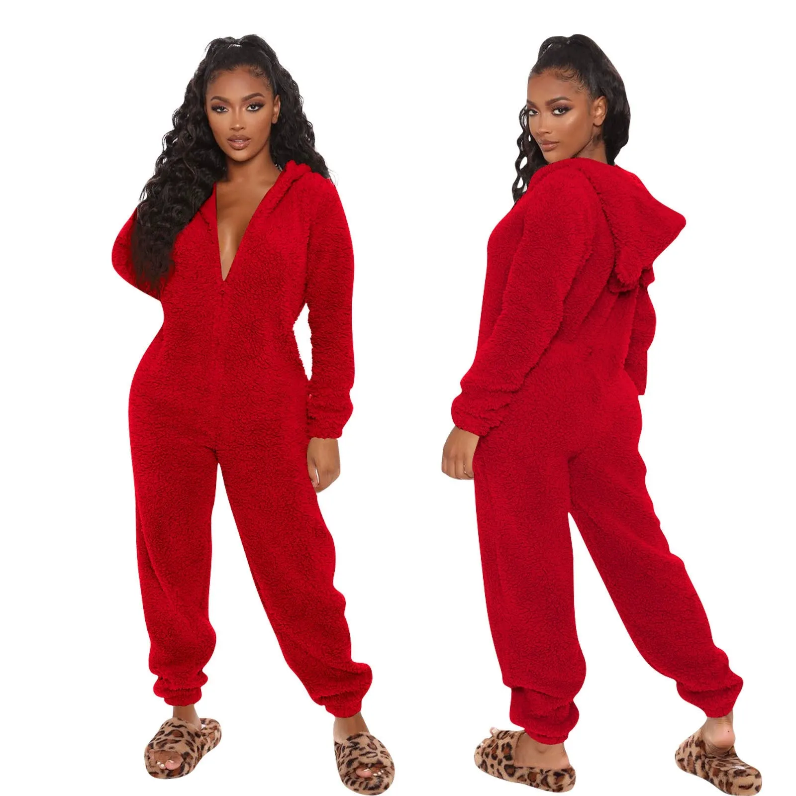 Hooded Casual Jumpsuit Pajamas