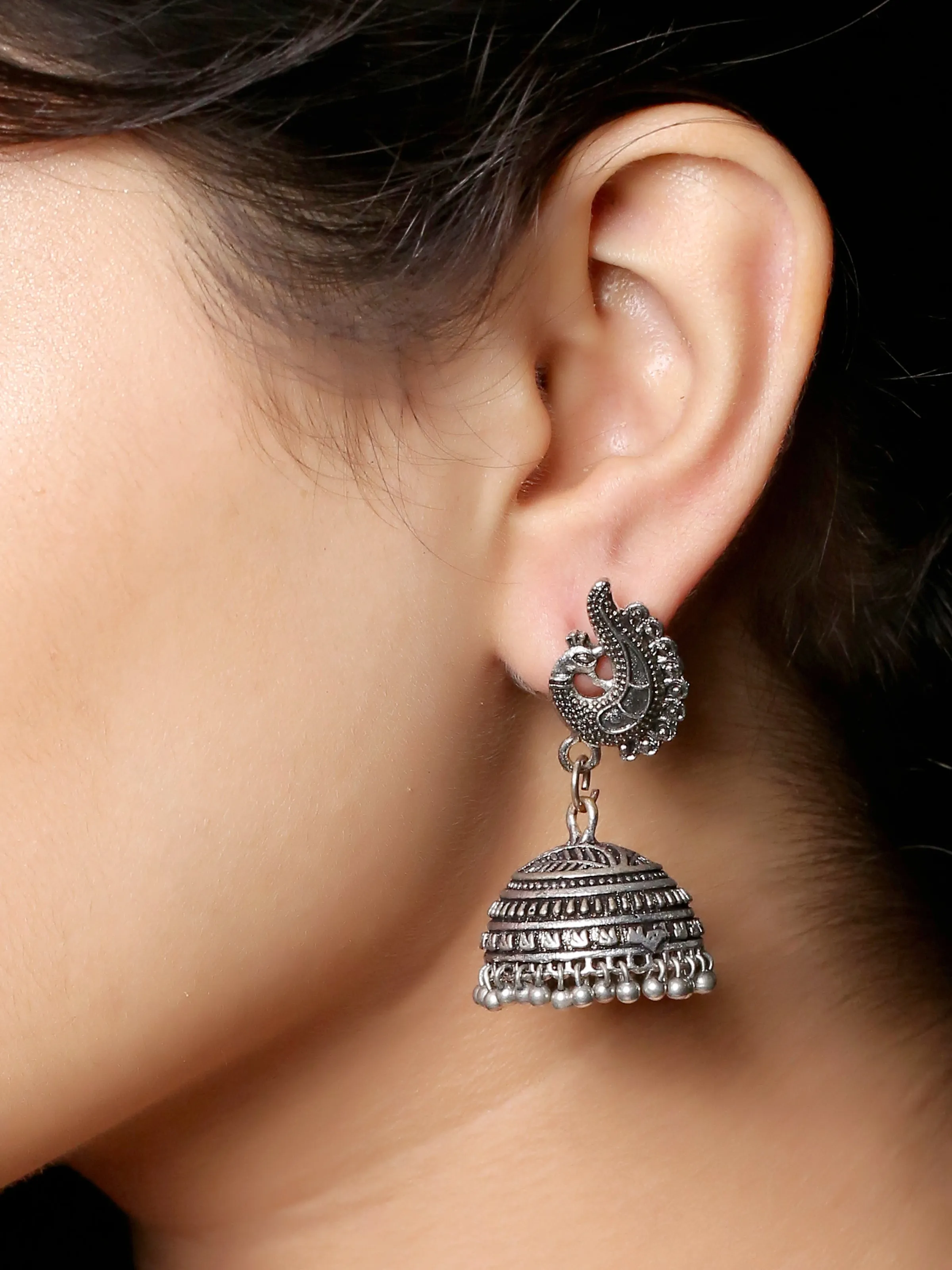 Imeora  Peacock Stud With Jhumki Drop