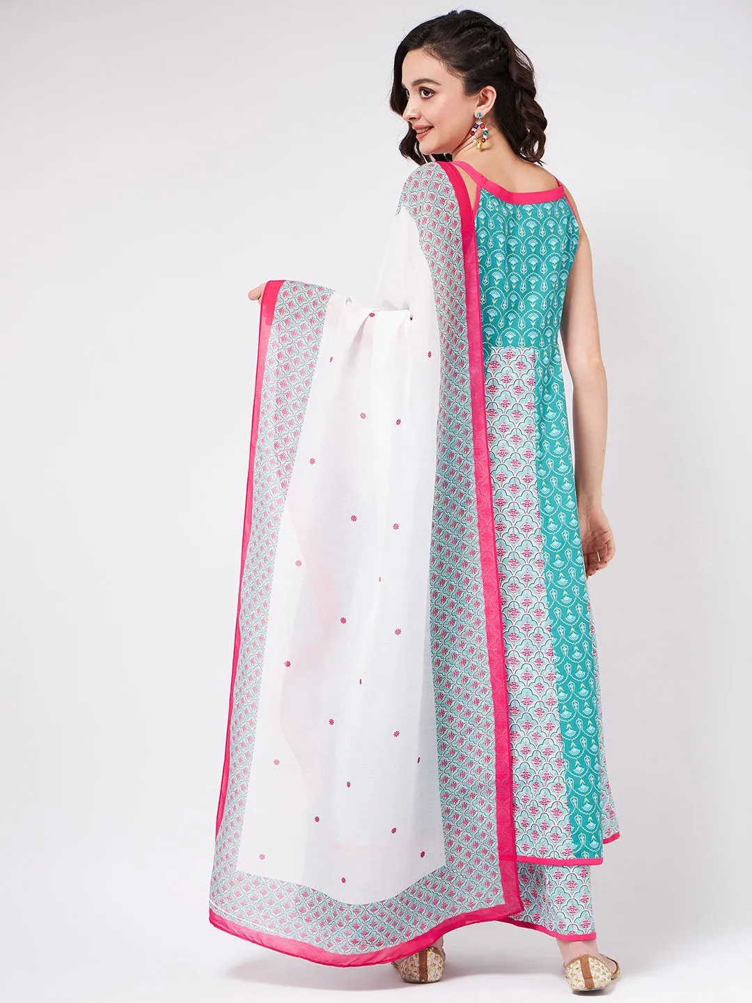 Jaipur Haat Kalidaar Kurta With Dupatta And Palazzo Pants