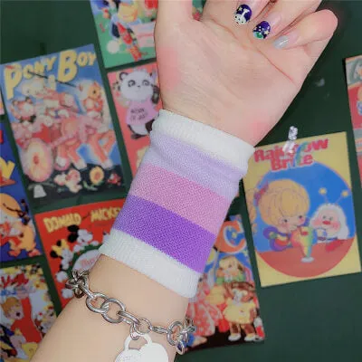 JAPANESE HARAJUKU INS RAINBOW STRIPE WRIST BAND BY77732