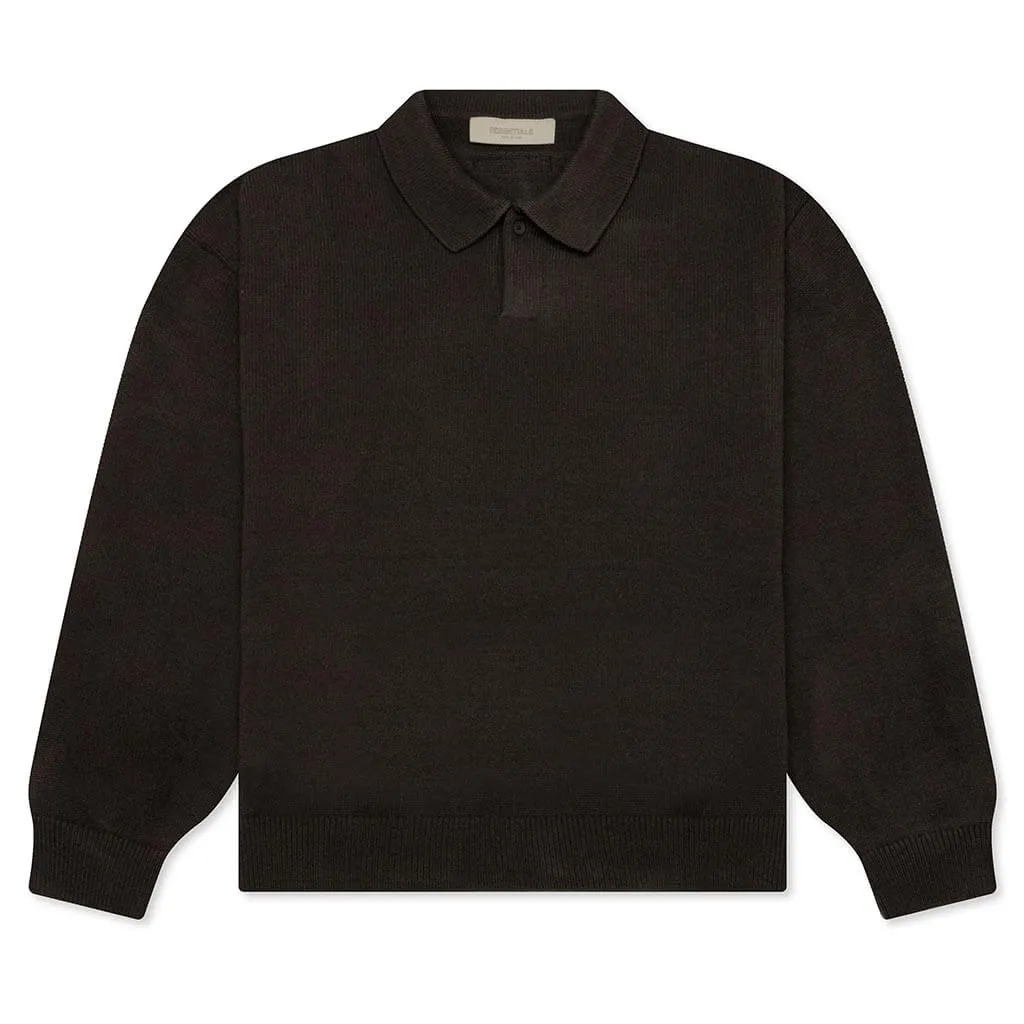 Knit L/S Polo - Off Black