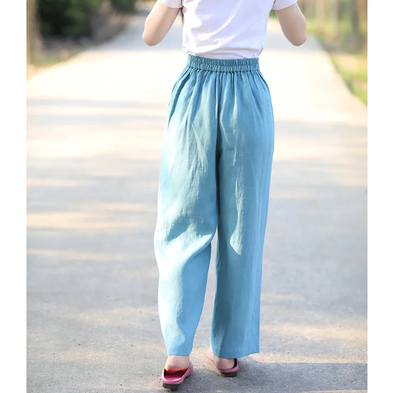 Linen Summer Autumn Women Casual Pants with Pockets SMM97201