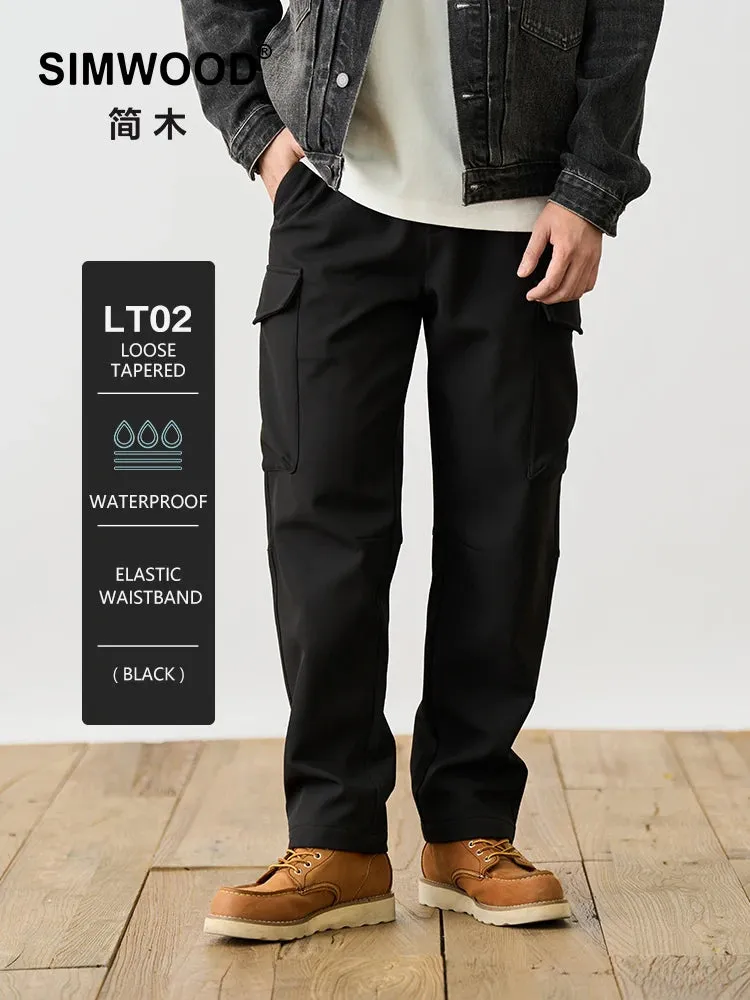 Loose Tapered Warm Fleece Linner Cargo Pants Men Ankle-length Trousers