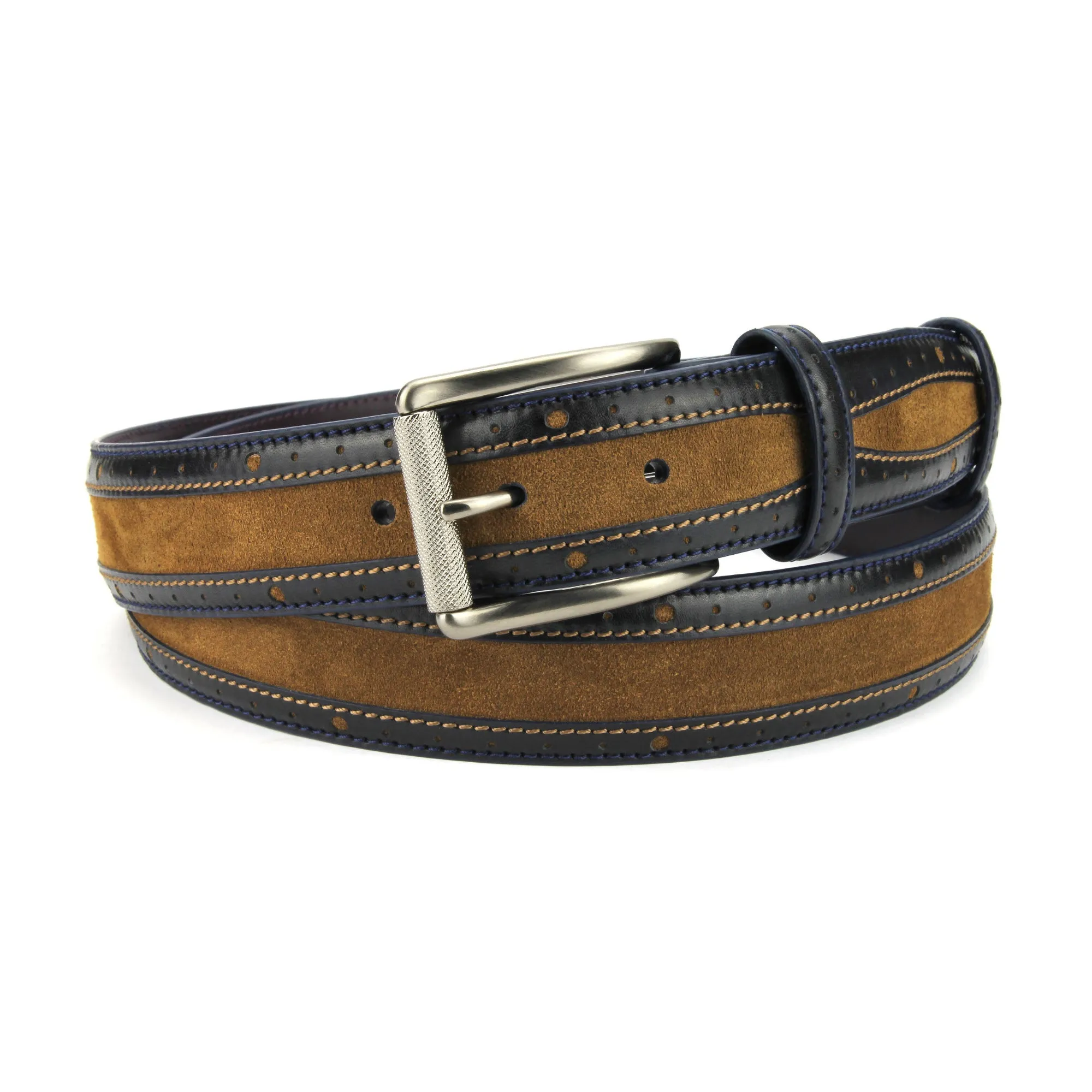 McLaren Navy/Conker Two Tone Suede/Leather Mix Belt