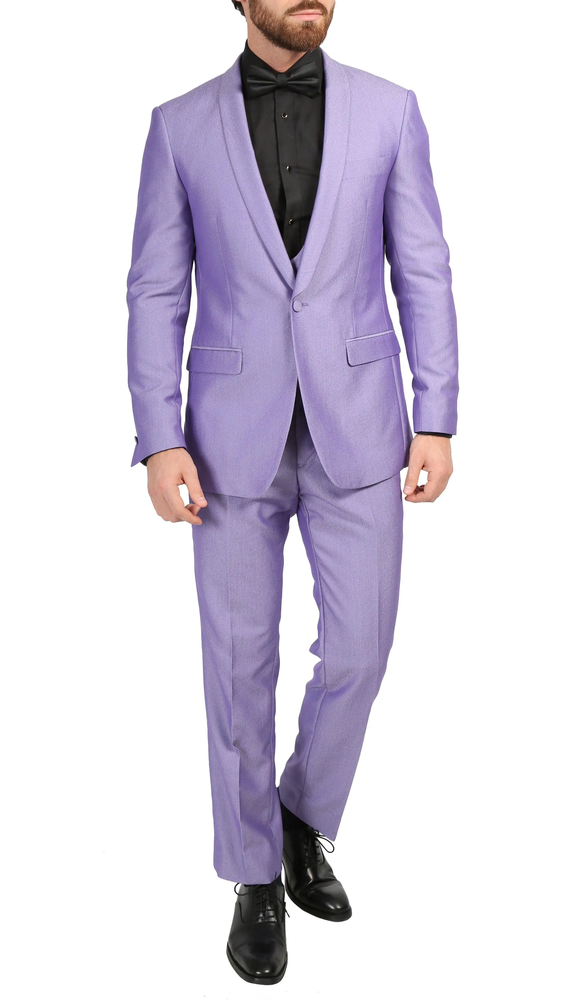 Mens Daxson Ultra Violet Slim Fit Shawl Collar 3pc Tuxedo