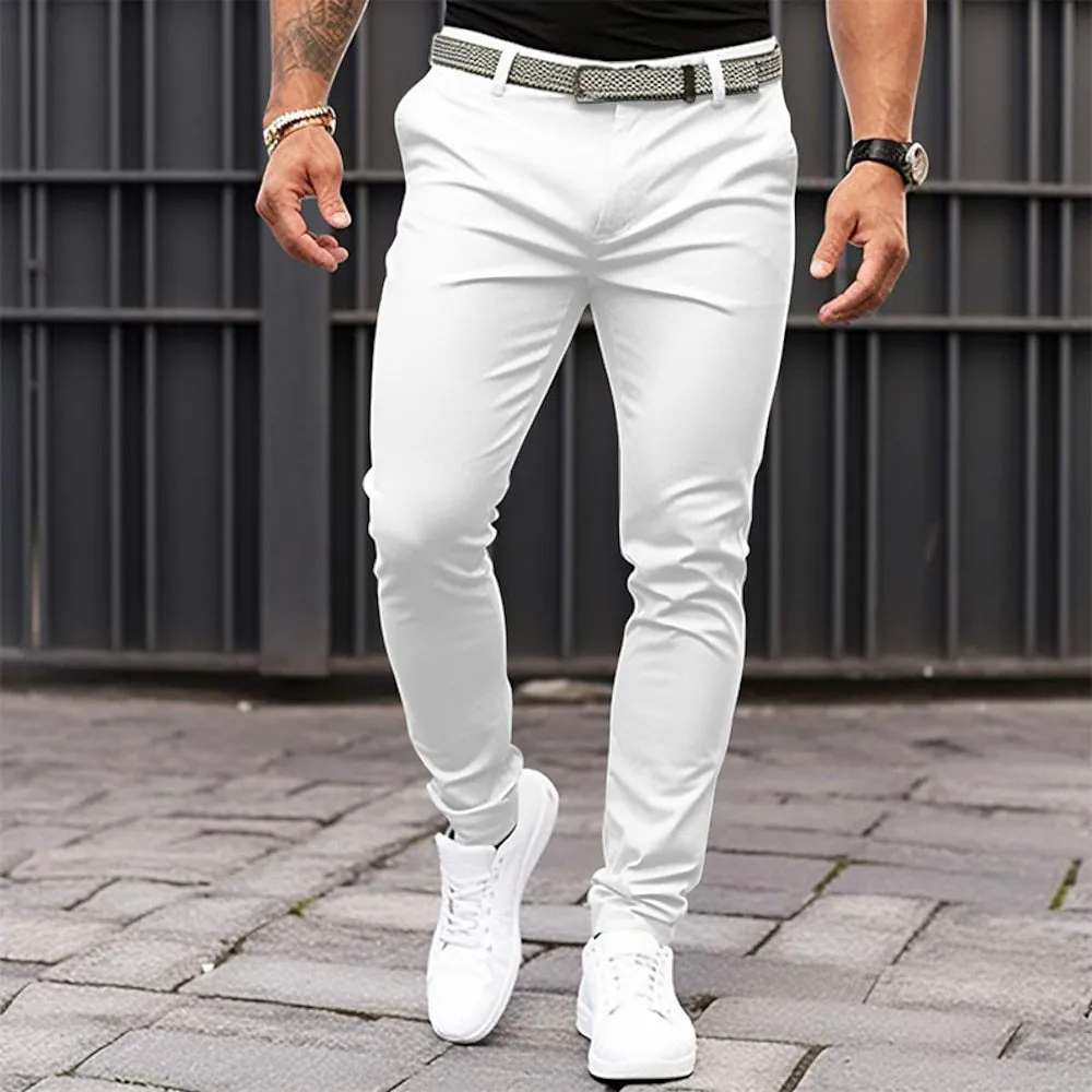 Men's Solid Color Casual Slim Fit Trousers