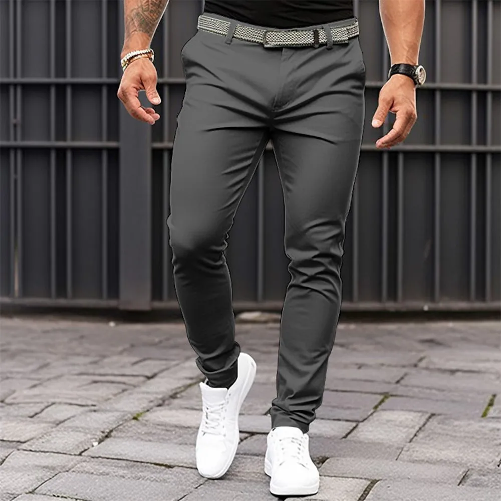 Men's Solid Color Casual Slim Fit Trousers