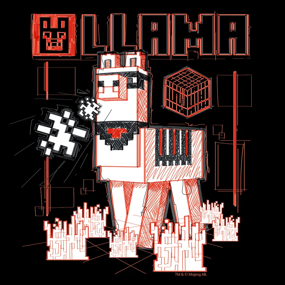 Minecraft Acid Sketch Llama Kids Short Sleeve T-Shirt