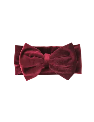 Oversized Bow Velour Baby Headband - Cherry Red