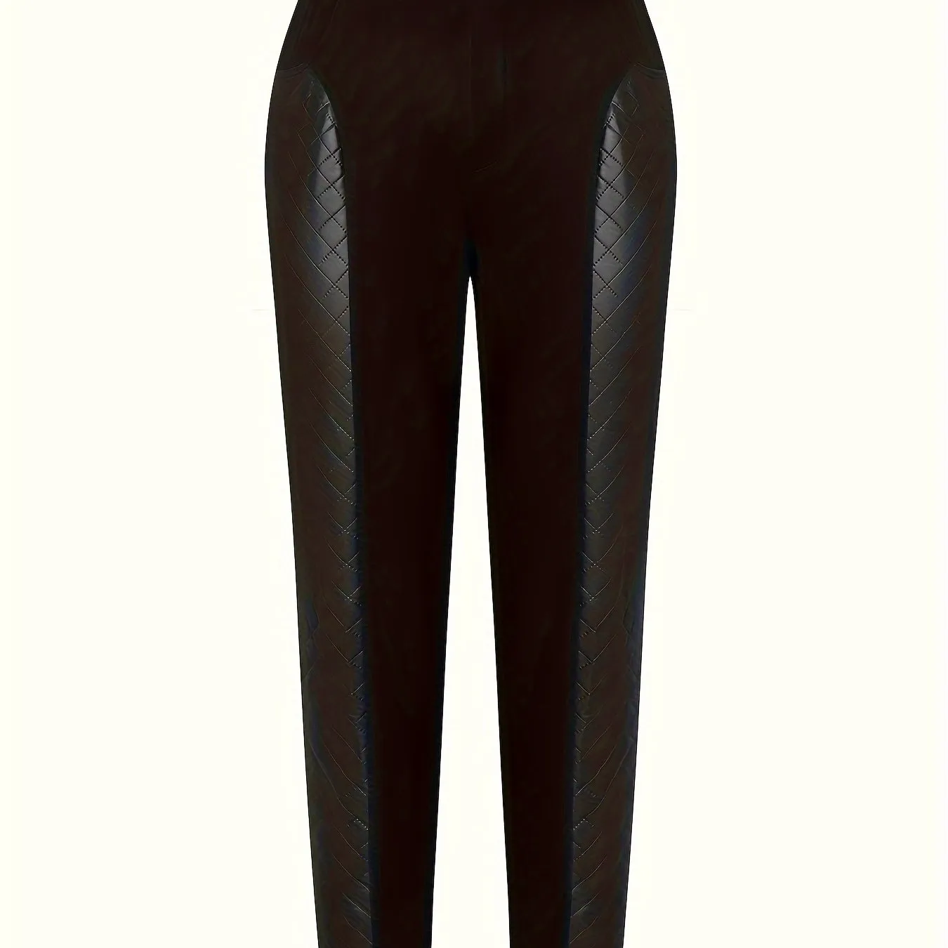 Plus Size Solid Stitching PU Leather Tapered Leg Trousers - Effortlessly Chic Style for Every Occasion