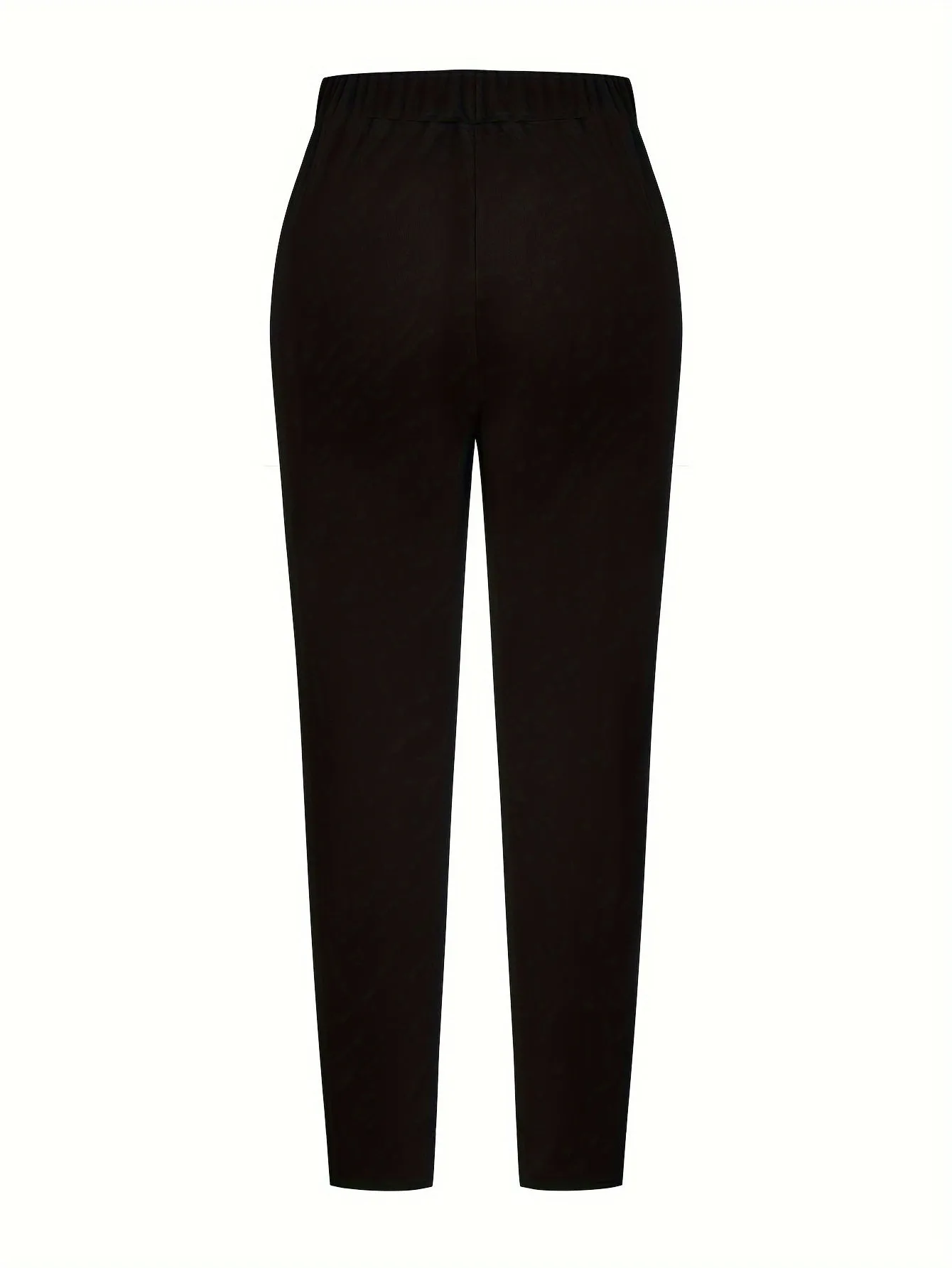 Plus Size Solid Stitching PU Leather Tapered Leg Trousers - Effortlessly Chic Style for Every Occasion