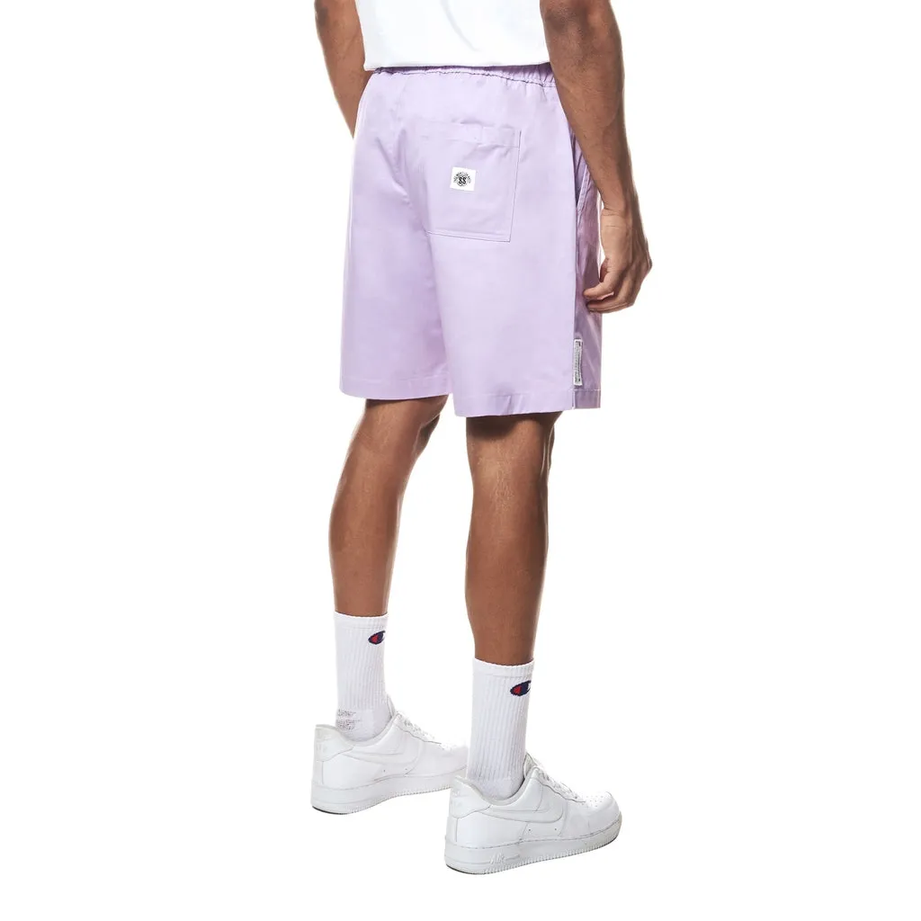 Printed Twill Workwear Shorts - Dusty Purple