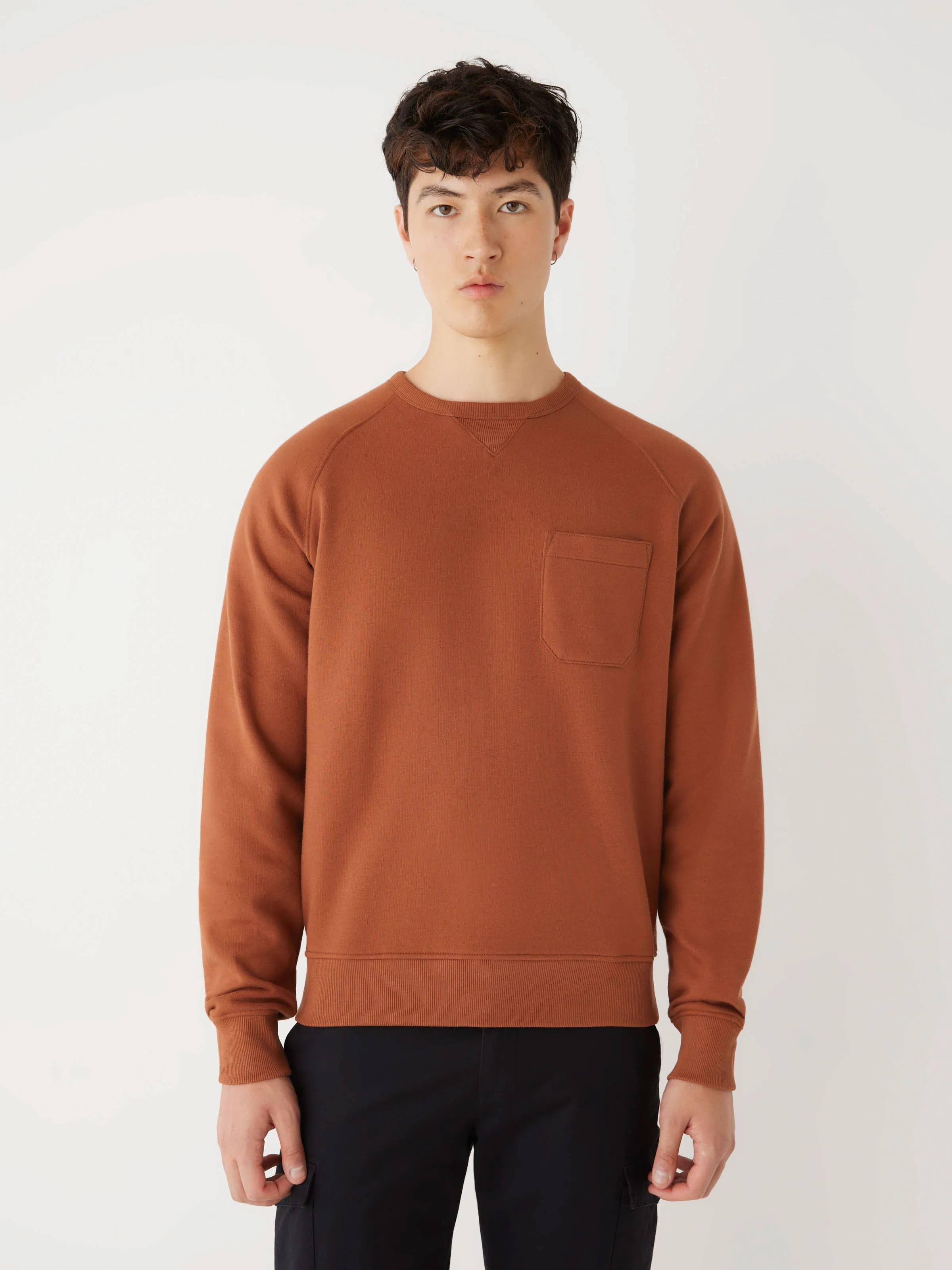 The French Fleece Crewneck in Burnt Orange