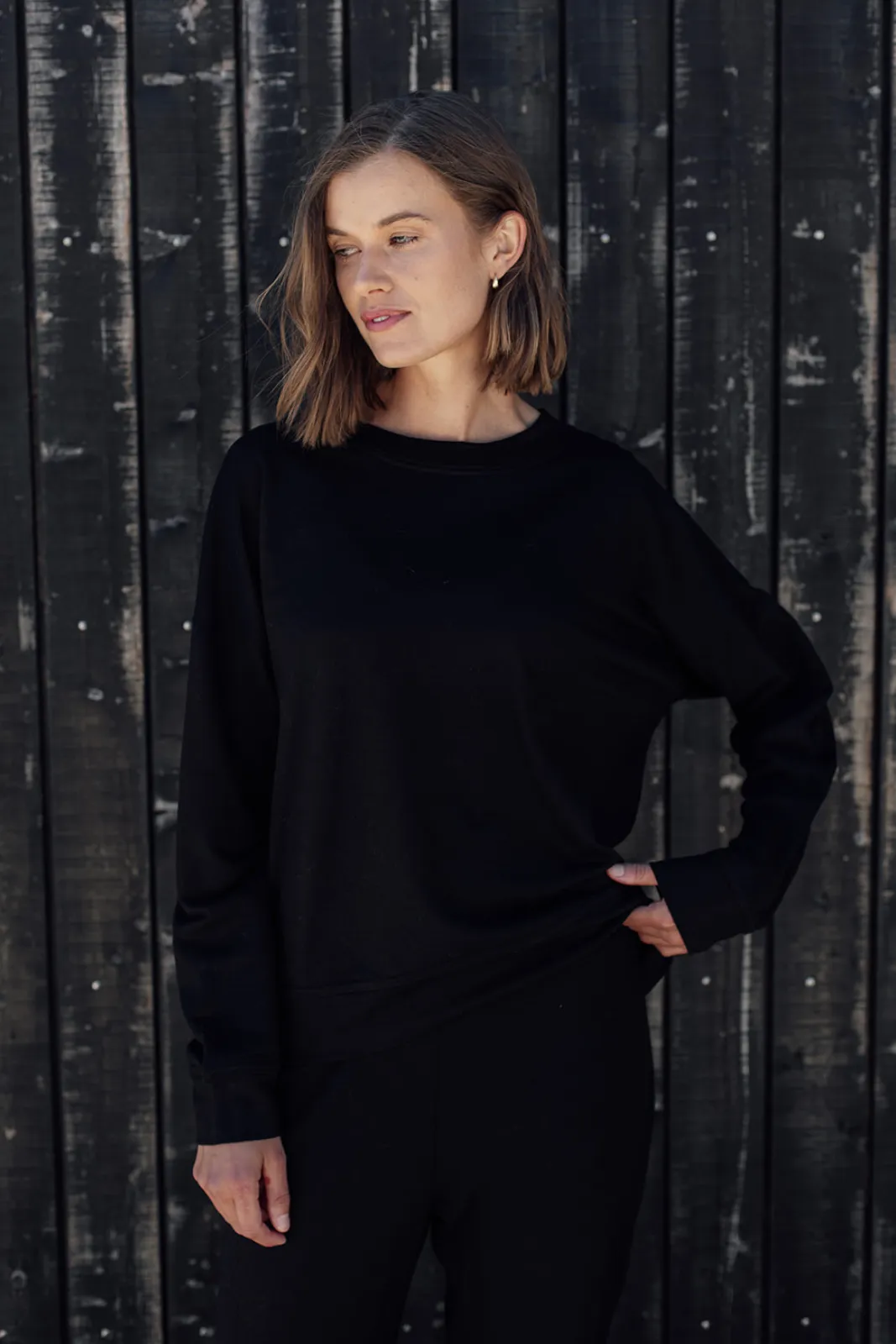 The Merino Sweatshirt- Black