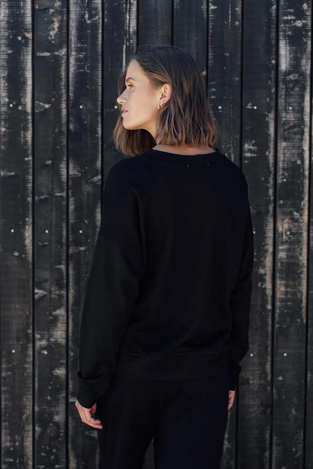 The Merino Sweatshirt- Black