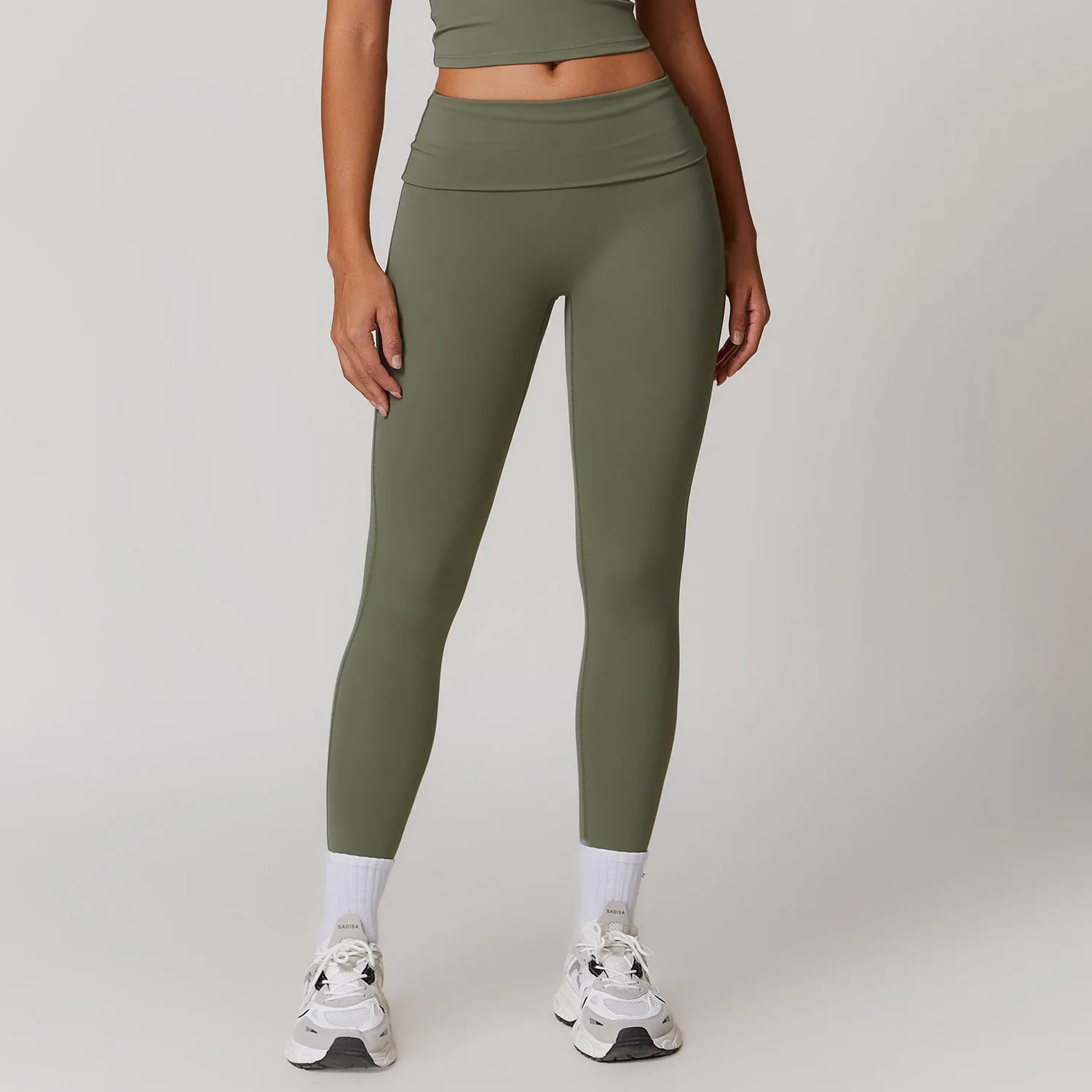 Tight Quick Drying Yoga Pants Women Folding High Waist Hip Lift Fitness Pants Outdoor All Matching Casual Sports Pants