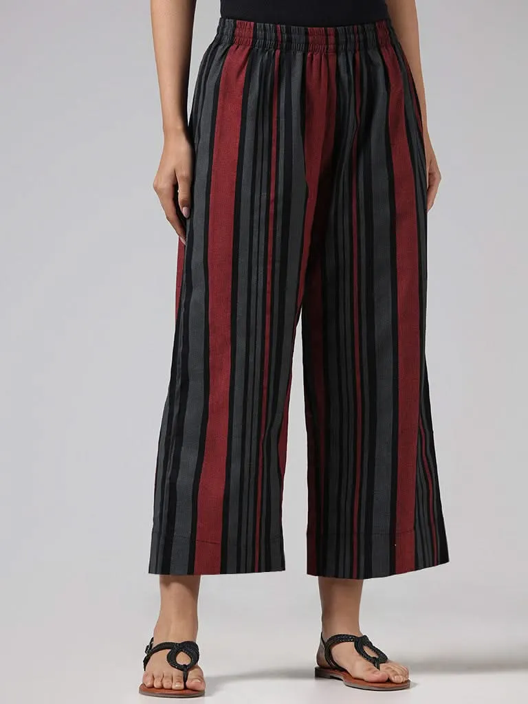 Utsa Multicolour Striped Wide-Leg Pants