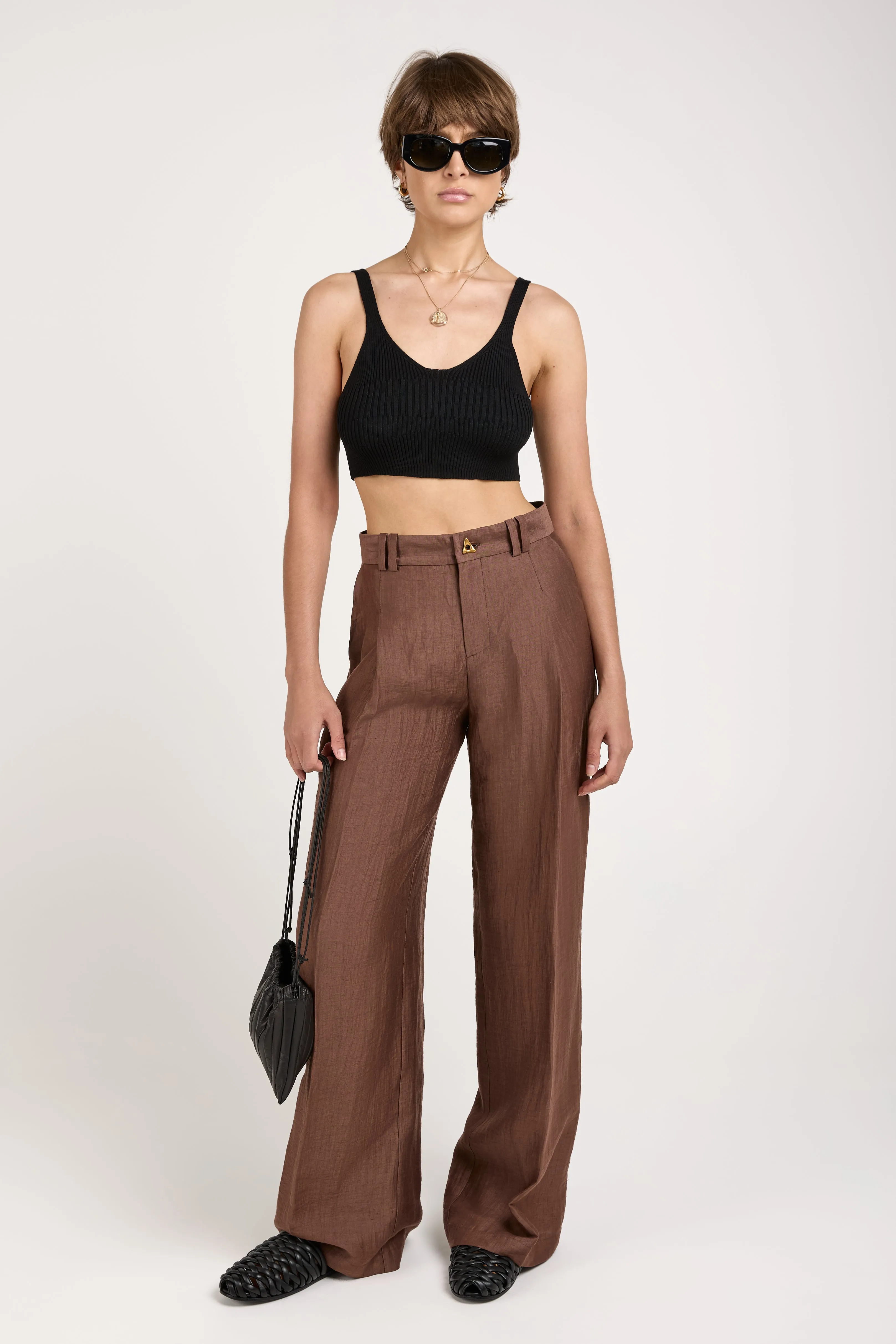 Wellen Linen Trouser Pant in Sienna