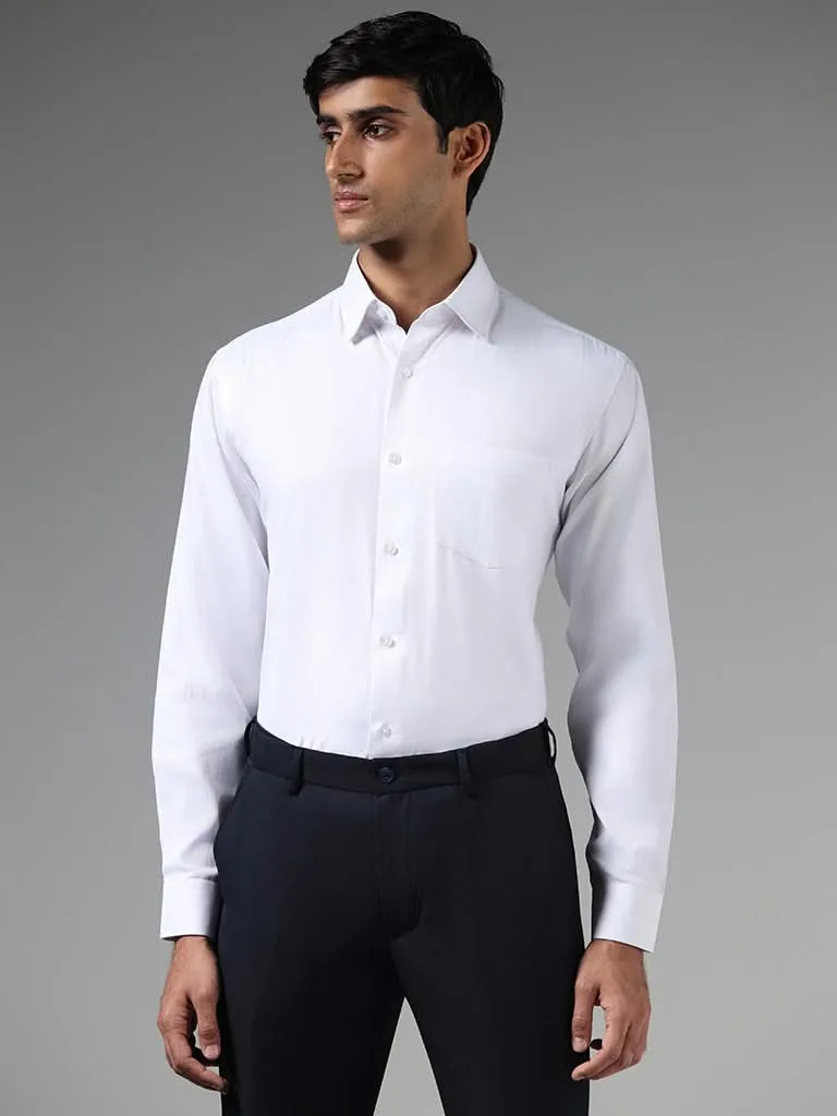 WES Formals Solid White Relaxed-Fit Shirt